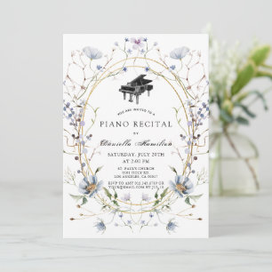Invitation élégante de récital de piano Fleur sauv