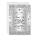 Invitation élégante de rose argentée pour le 25e a