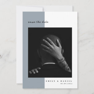 Invitation élégante de sauvegarde de photo de Bleu