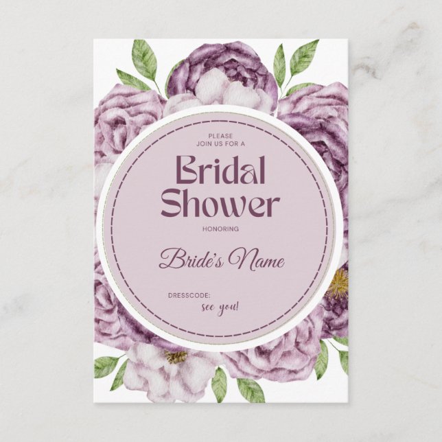 Invitation élégante de shower de mariage aux fleur (Devant)