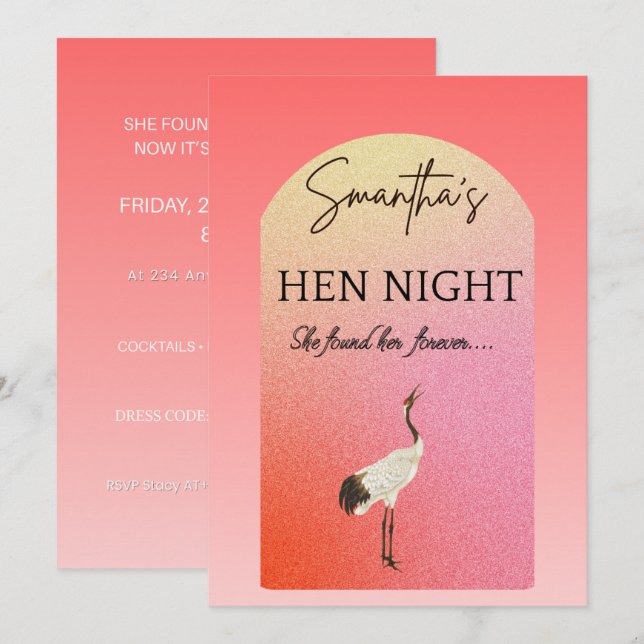 Invitation élégante de soirée de fête en rose pour (Devant / Derrière)