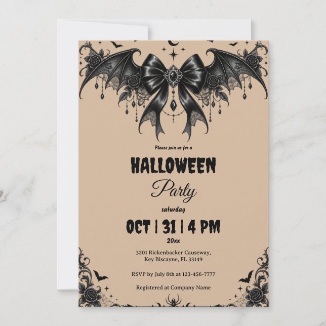 Invitation élégante de soirée d'Halloween gothique (Devant)