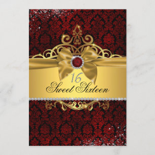 Invitation élégante de Sweet Sixteen en rouge rubi