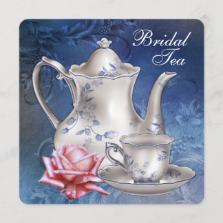 Invitation élégante de thé de mariage bleu