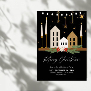 Invitation Élégante décoration de Noël Fête Illustrée