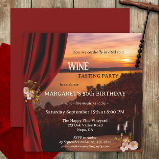 Invitation Elégante dégustation de vin romantique au coucher