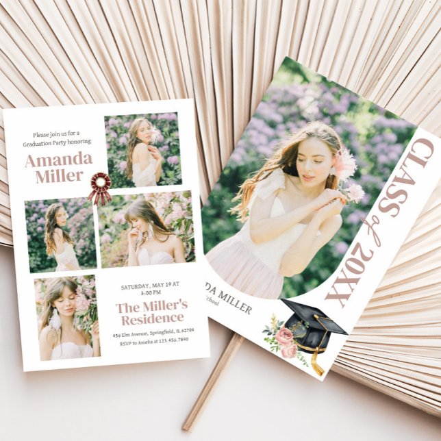 Invitation Élégante demande de diplôme en photo (Classic Elegant Photo Graduation Invitation with Front and Back)