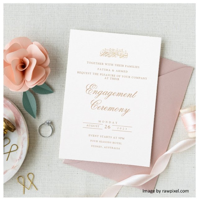 Invitation Élégante Demande en Mariage Musulmane Or Minimalis (Créateur téléchargé)