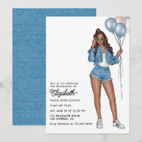 Élégante Denim Girl avec Ballons Graduation Party