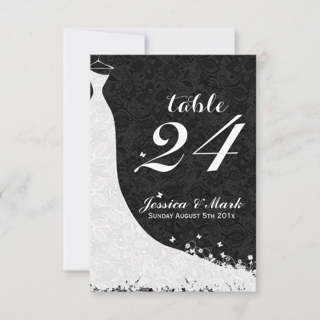 Invitation Elégante dentelle blanche Mariage robe Numéro de t (Devant)