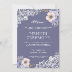 Invitation Élégante dentelle florale violette islamique musul