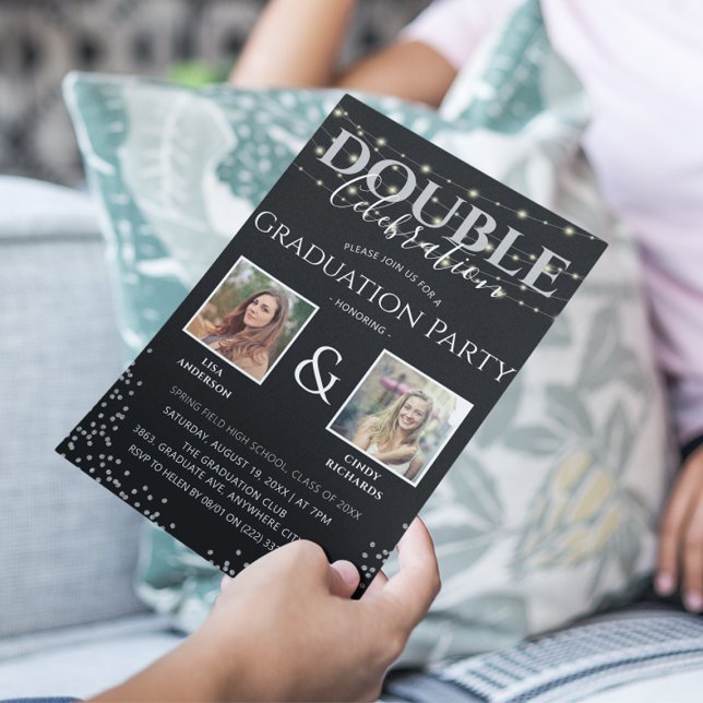 Invitation Élégante Double fête de graduation (Créateur téléchargé)