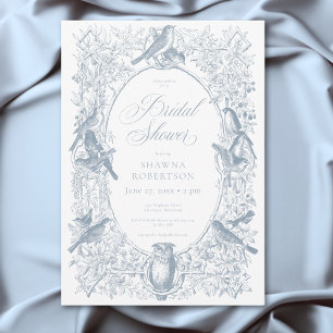 Invitation Élégante douche bleue à motifs de chinoiserie sur