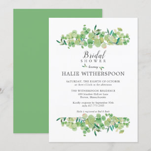 Invitation Élégante Douche de Mariée au Feuillage d'Eucalyptu