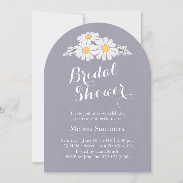Invitation Élégante douche de mariée aux fleurs blanches de m (Devant)