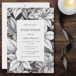Invitation Élégante douche de mariée aux poinsettias monochro