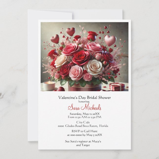 Invitation Élégante douche de mariée de la Saint-Valentin (Devant)