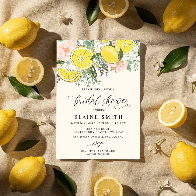 Invitation Élégante douche de mariée estivale au citron vert  (Elegant Summer Lemon Lime Citrus Bridal Shower Invitation)