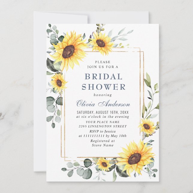 Invitation Élégante douche de mariée florale de verdure de to (Devant)