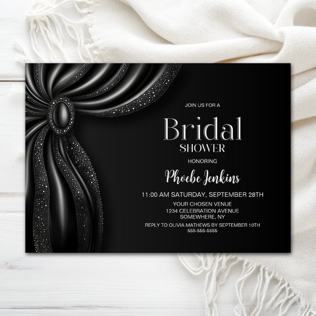 Invitation Élégante douche de mariée rideau noir (Créateur téléchargé)