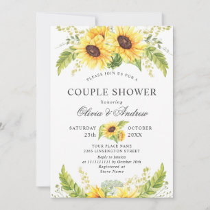 Invitation Elégante DOUCHE Eucalyptus COUPLE Tournesol