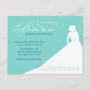 Invitation Elégante douche nuptiale bleu aqua