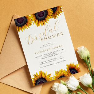 Invitation Elégante douche nuptiale de tournesol rustique