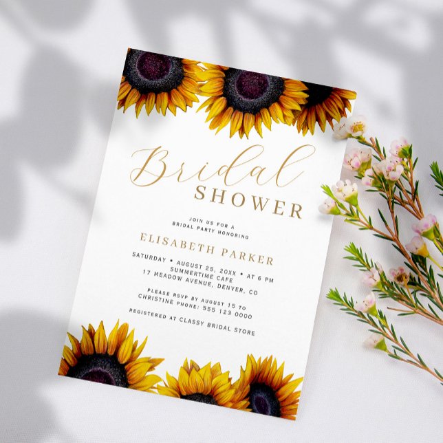 Invitation Elégante douche nuptiale de tournesol rustique (Créateur téléchargé)