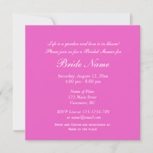 Invitation Elégante douche nuptiale fleurie rose