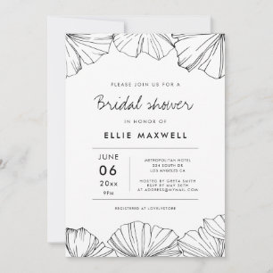Invitation Elégante douche nuptiale Ginkgo Biloba minimaliste