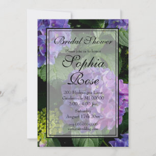 Invitation Elégante douche nuptiale hydrangée rose violet