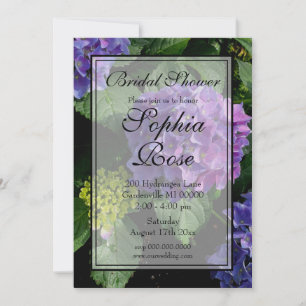 Invitation Elégante douche nuptiale hydrangée rose violet