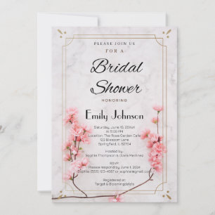 Invitation Elégante douche nuptiale Sakura Pink Cherry Blosso