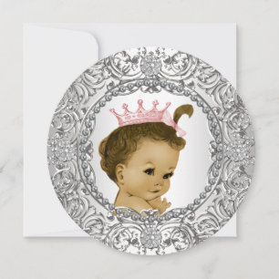 Invitation Elégante Douche pour bébé rose et argent élégant