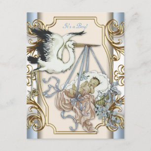 Invitation Elégante douche pour bébé Vintage cigogne