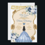 Invitation Elégante Dusty Bleue Mexicaine Princesse Quinceañe<br><div class="desc">Elégante Dusty Bleue Mexicaine Princesse Quinceañera Invitation Mis Quince 15 Anos,  16e Anniversaire Papillon.</div>