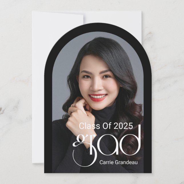 Invitation Élégante écriture moderne d'arche Photo Fête de re (Devant)