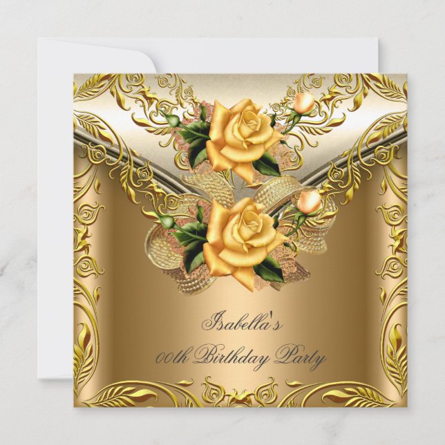 Invitation Élégante Élite Bronze Or Rose Fête d'anniversaire  (Devant)
