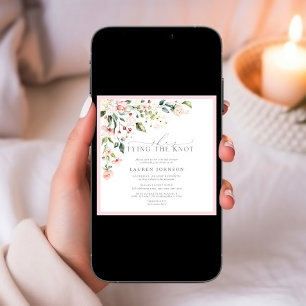 Invitation Elégante Elle noue le noeud rose floral douche