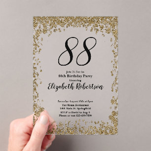 Invitation élégante en acrylique pour les 88 ans e