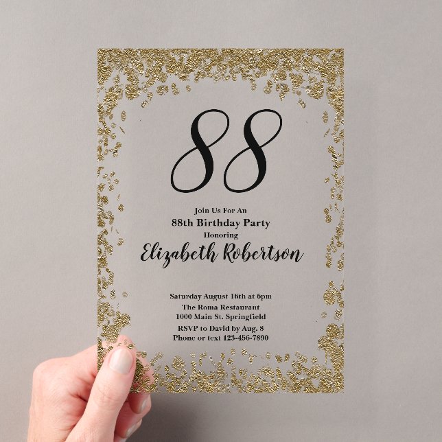 Invitation élégante en acrylique pour les 88 ans e (In situ (ordinateur de poche))
