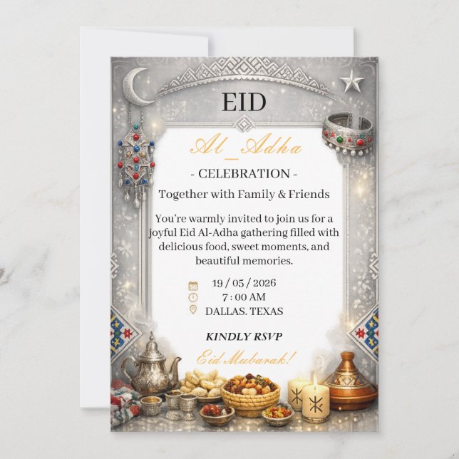Invitation élégante en argent pour la célébration  (Devant)