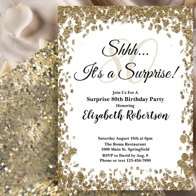 Invitation élégante en or pour 80e anniversaire su (Créateur téléchargé)