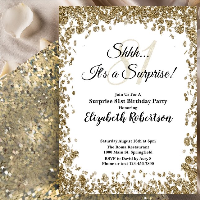 Invitation élégante en or pour 81e anniversaire su (Créateur téléchargé)
