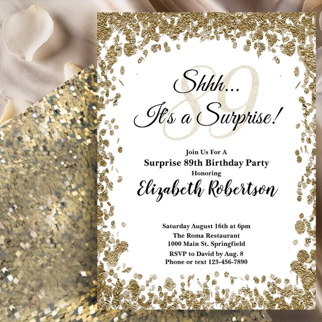 Invitation élégante en or pour 89e anniversaire su (Créateur téléchargé)