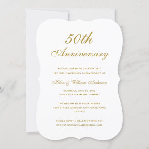 Invitation élégante en or pour les 50 ans de maria