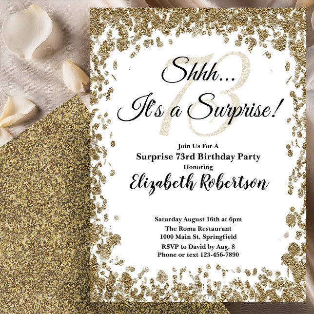 Invitation élégante en or pour les 73 ans (Créateur téléchargé)