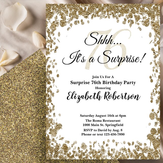 Invitation élégante en or pour les 76 ans (Créateur téléchargé)