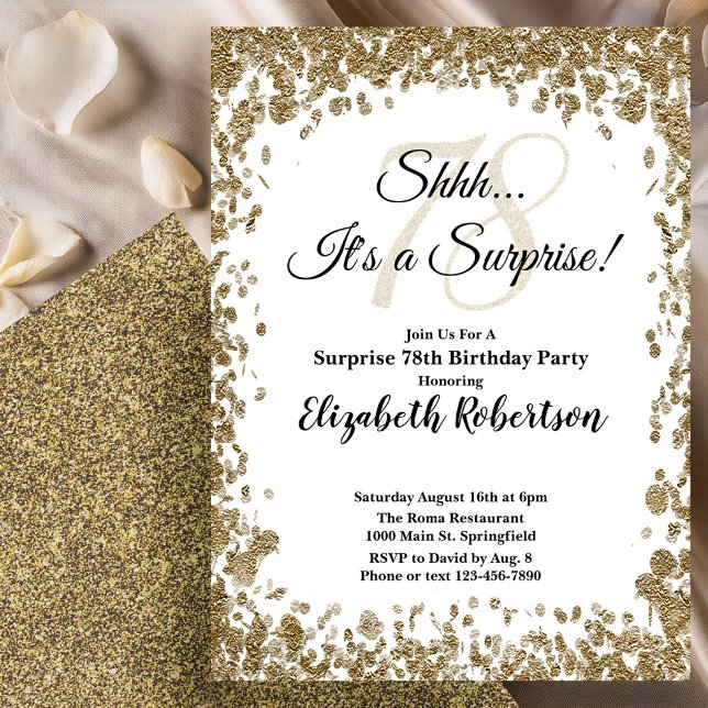Invitation élégante en or pour les 78 ans surprise (Créateur téléchargé)