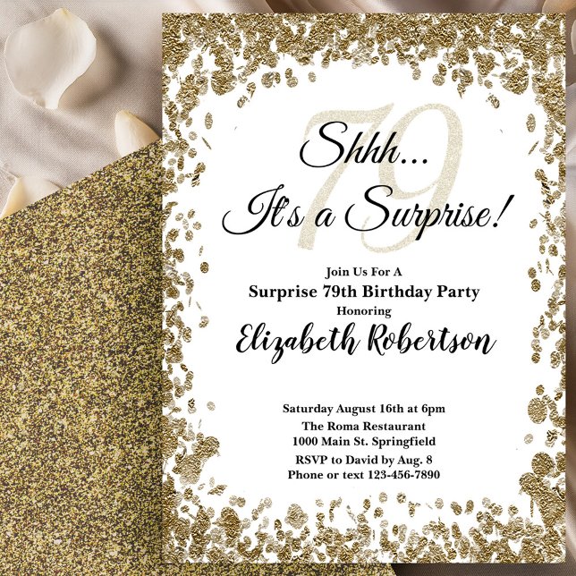 Invitation élégante en or pour les 79 ans (Créateur téléchargé)